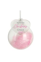 Personalised Memento Company Women's Personalised My 1st Christmas Pink Feather Bauble