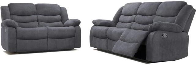 Furniture 786 Roman Fabric 3 & 2 Seater Sofa Set in Grey - image 1