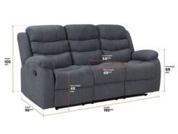 Furniture 786 Roman Fabric 3 & 2 Seater Sofa Set in Grey - thumbnail 2