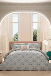 V&A 'Lerena' Cotton Duvet Cover Set in Blue - Size: King