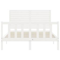 Berkfield Home Beautiful Bed Frame with Headboard White 140x200 cm Solid Wood - thumbnail 6