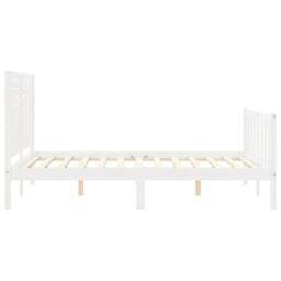 Berkfield Home Beautiful Bed Frame with Headboard White 140x200 cm Solid Wood - thumbnail 7