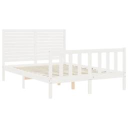 Berkfield Home Beautiful Bed Frame with Headboard White 140x200 cm Solid Wood - thumbnail 5