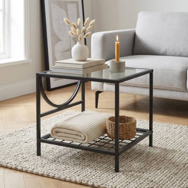 Garden Greatness Relica Steel Black Glass Side Table in Brown - Size: 1 Pack - image 1