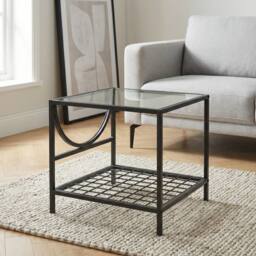 Garden Greatness Relica Steel Black Glass Side Table in Brown - Size: 1 Pack - thumbnail 2
