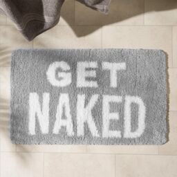 OHS Bath Mat Non Slip Soft Get Naked Shower Textured Shaggy Absorbent Bathroom Rug in Grey - thumbnail 2