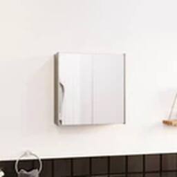 EONLION Wall Mounted Stainless Steel Bathroom Cabinet with Mirror Double Door in Grey - thumbnail 3
