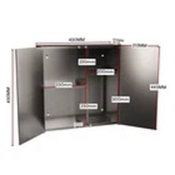 EONLION Wall Mounted Stainless Steel Bathroom Cabinet with Mirror Double Door in Grey - thumbnail 2