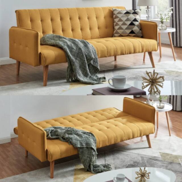 Bravich LTD Mario Sofa Bed Double Click Clack 3 Seater in Yellow - image 1