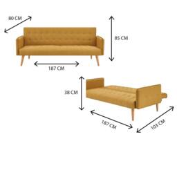 Bravich LTD Mario Sofa Bed Double Click Clack 3 Seater in Yellow - thumbnail 7