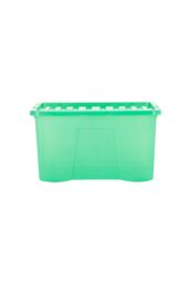 Wham Crystal 10 x 60L Stackable Plastic Storage Boxes with Lids in Green - thumbnail 4