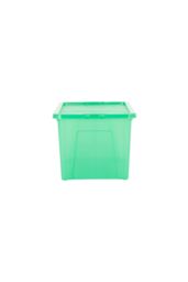 Wham Crystal 10 x 60L Stackable Plastic Storage Boxes with Lids in Green - thumbnail 3