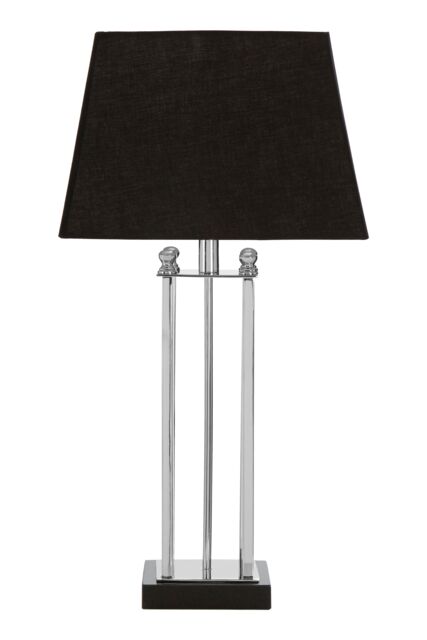 Orsina Black & Silver Table Lamp, Granite Base Accent Lamp with Fabric Shade, Stainless Steel Body - image 1