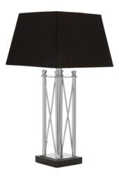 Orsina Black & Silver Table Lamp, Granite Base Accent Lamp with Fabric Shade, Stainless Steel Body - thumbnail 2