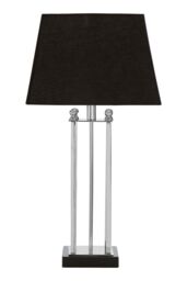 Orsina Black & Silver Table Lamp, Granite Base Accent Lamp with Fabric Shade, Stainless Steel Body