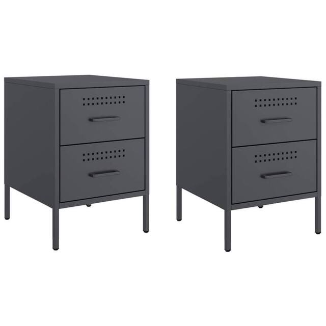 Berkfield Home Bedside Cabinets 2 pcs Anthracite 36x39x50.5 cm Steel in Charcoal - image 1