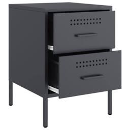 Berkfield Home Bedside Cabinets 2 pcs Anthracite 36x39x50.5 cm Steel in Charcoal - thumbnail 9