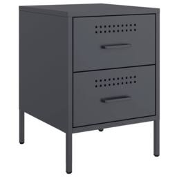Berkfield Home Bedside Cabinets 2 pcs Anthracite 36x39x50.5 cm Steel in Charcoal - thumbnail 5