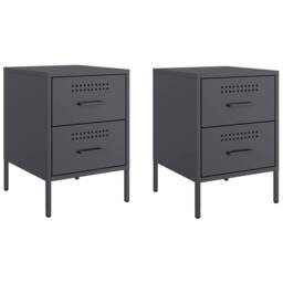 Berkfield Home Bedside Cabinets 2 pcs Anthracite 36x39x50.5 cm Steel in Charcoal - thumbnail 1