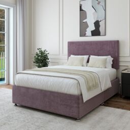 Bedmaster Luxury Velvet Divan Base & Plain Headboard in Mauve - Size: Single - thumbnail 2