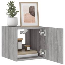 Berkfield Home TV Wall Cabinet with LED Lights Grey Sonoma 30.5x35x30 cm - thumbnail 7