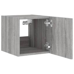 Berkfield Home TV Wall Cabinet with LED Lights Grey Sonoma 30.5x35x30 cm - thumbnail 8