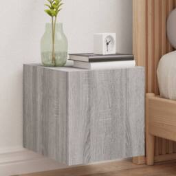 Berkfield Home TV Wall Cabinet with LED Lights Grey Sonoma 30.5x35x30 cm - thumbnail 2