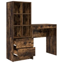 Berkfield Home Desk with Storage Smoked Oak Engineered Wood in Green - thumbnail 6