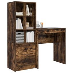 Berkfield Home Desk with Storage Smoked Oak Engineered Wood in Green - thumbnail 3