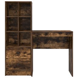 Berkfield Home Desk with Storage Smoked Oak Engineered Wood in Green - thumbnail 7