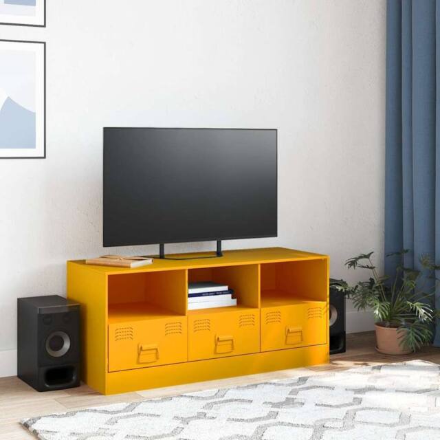 Berkfield Home TV Cabinet Mustard Yellow 99x39x44 cm Steel - Size: 99 x 39 x 44 cm - image 1