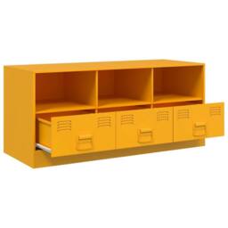 Berkfield Home TV Cabinet Mustard Yellow 99x39x44 cm Steel - Size: 99 x 39 x 44 cm - thumbnail 7