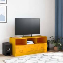 Berkfield Home TV Cabinet Mustard Yellow 99x39x44 cm Steel - Size: 99 x 39 x 44 cm