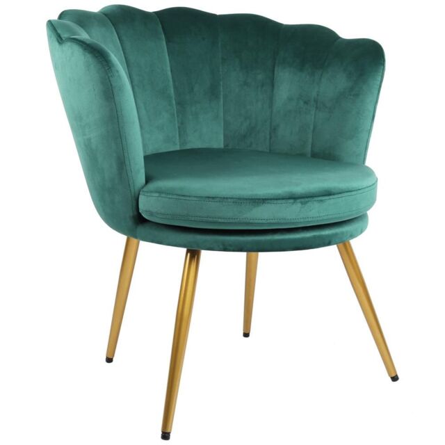 Genesis Flora Velvet Accent Chair Petal Back Plush Upholstered Modern Chair in Green - Size: 1 Seater - image 1