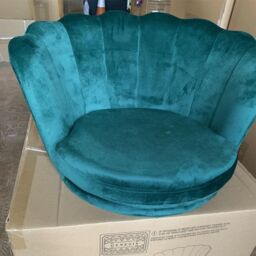 Genesis Flora Velvet Accent Chair Petal Back Plush Upholstered Modern Chair in Green - Size: 1 Seater - thumbnail 7