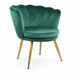 Genesis Flora Velvet Accent Chair Petal Back Plush Upholstered Modern Chair in Green - Size: 1 Seater - thumbnail 8