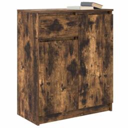 Berkfield Home Sideboard with Drawer Smoked Oak 71x35x84 cm Engineered Wood in Brown - Size: 71 x 35 x 84 cm - thumbnail 4