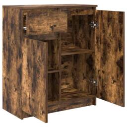 Berkfield Home Sideboard with Drawer Smoked Oak 71x35x84 cm Engineered Wood in Brown - Size: 71 x 35 x 84 cm - thumbnail 5