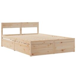 Berkfield Home Bed Frame without Mattress 120x190 cm Small Double Solid Wood Pine in Brown - thumbnail 3