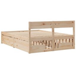 Berkfield Home Bed Frame without Mattress 120x190 cm Small Double Solid Wood Pine in Brown - thumbnail 6