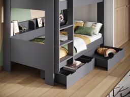Flair Eddie Storage Bunk Bed in Grey - Size: Single - thumbnail 2