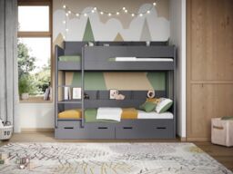Flair Eddie Storage Bunk Bed in Grey - Size: Single - thumbnail 5