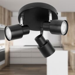 First Choice Lighting Irwin - Black 3 Light IP44 Bathroom Round Spotlight - thumbnail 6