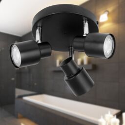 First Choice Lighting Irwin - Black 3 Light IP44 Bathroom Round Spotlight - thumbnail 5