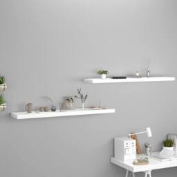 Berkfield Home Floating Wall Shelves 2 pcs White 120x23.5x3.8 cm MDF - thumbnail 2