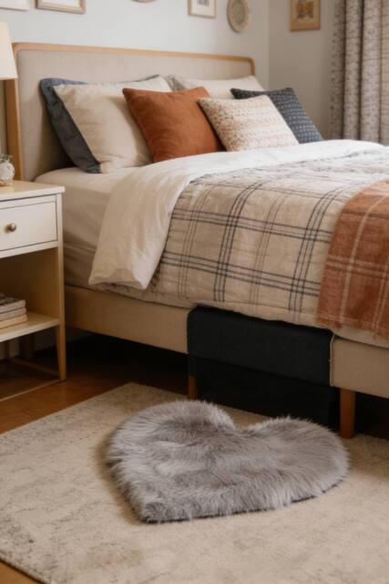 ExtraStar Heart Shaped Fluffy Rug, Ultra Soft Plush Shaggy Rug in Grey - Size: 40 cm x 60 cm - image 1