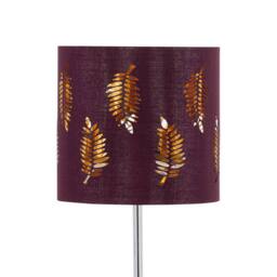 First Choice Lighting Set of 2 Chrome Stick Table Lamps with Burgundy Fern Cut Out Shade in Silver - thumbnail 3