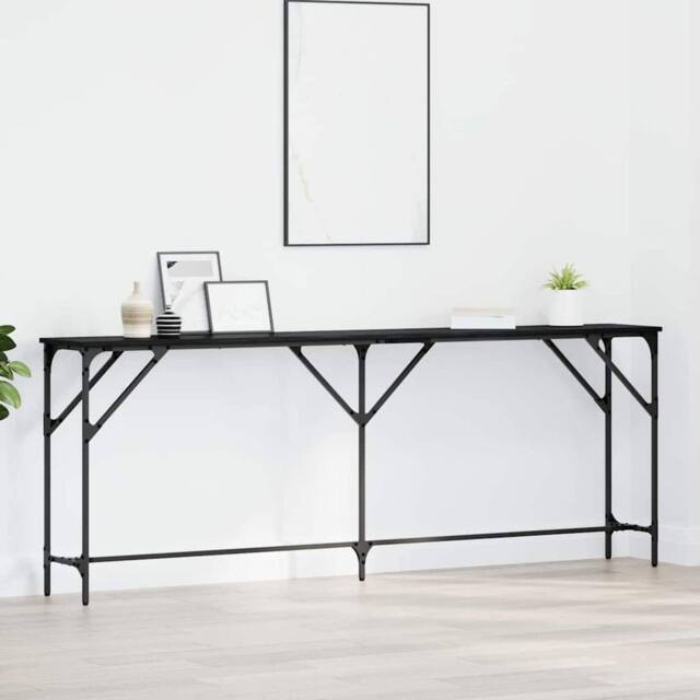 Berkfield Home Console Table Black Oak 200x29x75 cm Engineered Wood - Size: 200 x 29 x 75 cm - image 1