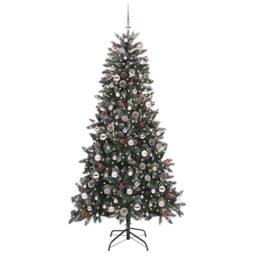 Berkfield Home Artificial Christmas Tree with Stand Green 114 x 114 x 210 cm - thumbnail 3
