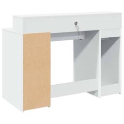 Berkfield Home Desk with LED Lights White 120x55x91 cm Engineered Wood - Size: 120 x 55 x 91 cm - thumbnail 8